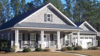 Granite rib roof over a light grey house